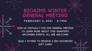 Flyer detailing BioAIMS Winter General Meeting
