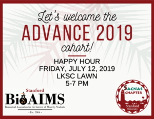 Flyer reading Let's welcome the Advance 2019 cohort!
